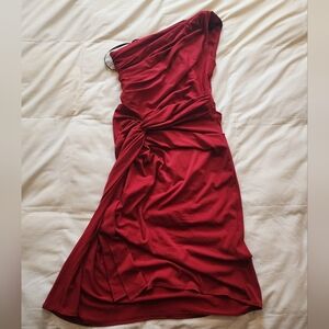 Maggy london one shoulder red dress asymmetrical size 4 small xs